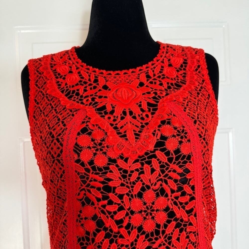 Anthropologie - Tiny - Red Sleeveless Top with Lace Detail Size: XS